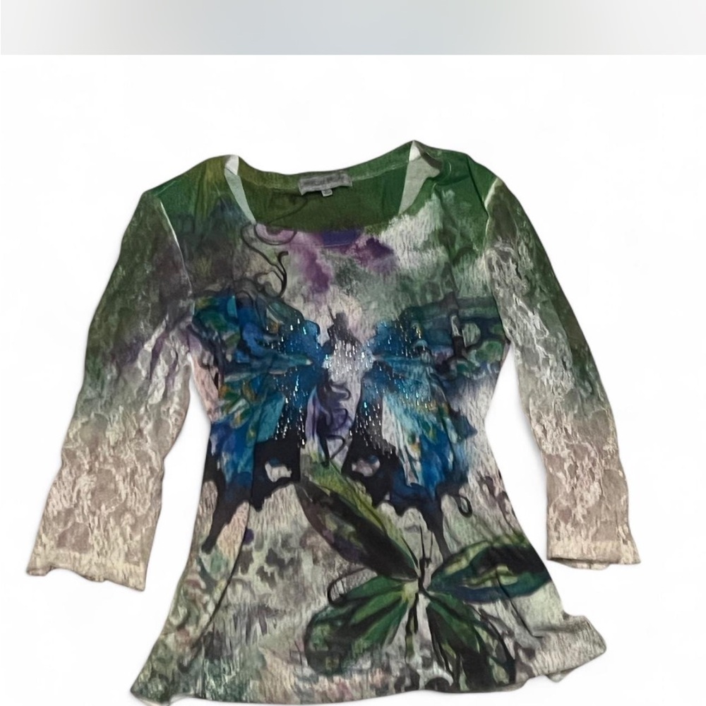 Multicolor Butterfly Print Women's Top